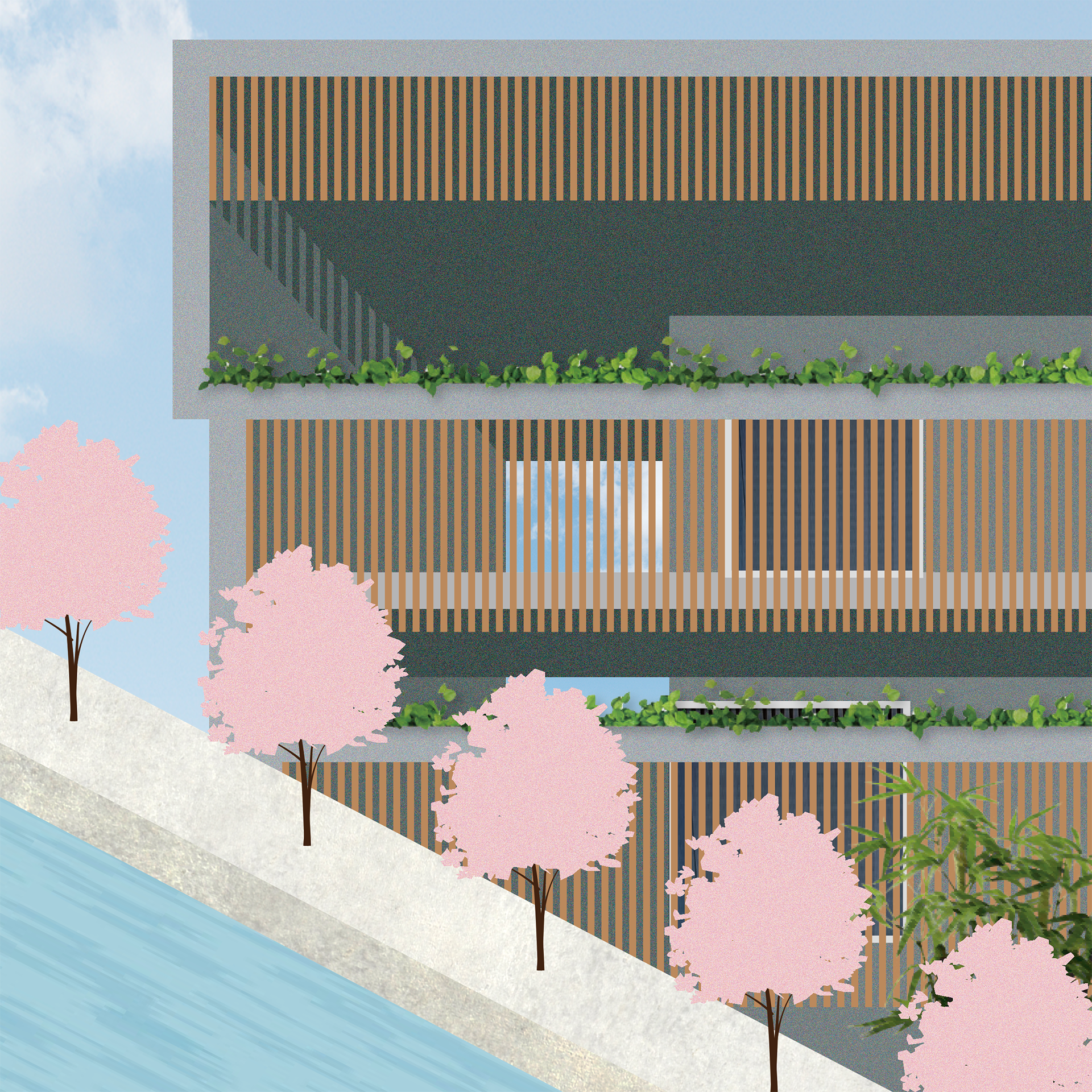 足羽川沿いの家